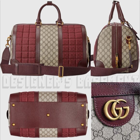 GUCCI Original GG MARMONT Burgundy leather quilted Mini-GG-Canvas Sml Duffle Bag - Picture 3 of 4